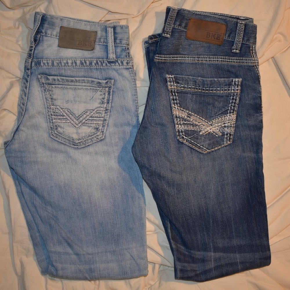 pick from 4 BKE Buckle Jake Jeans thick waist sizes 27R, 27S, 27R and  27R